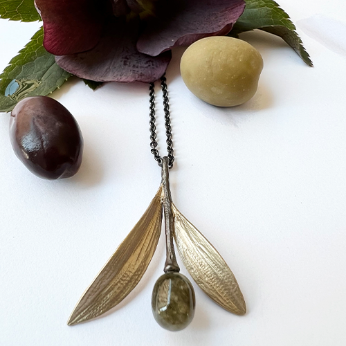Halsband Rhodos Olive - Brons/Guld
