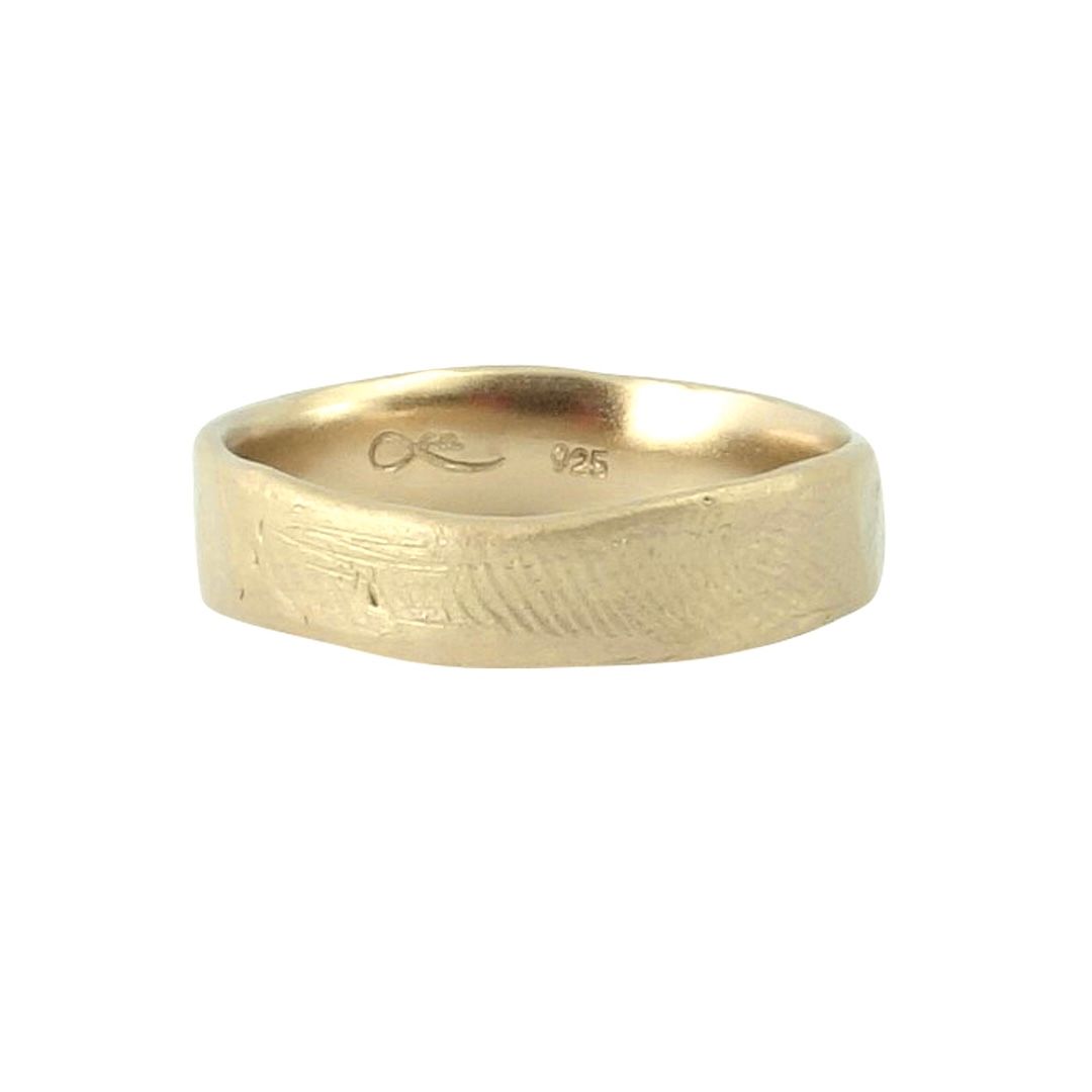 Misty Forest Fingerprint Mens Ring - 14K Gold