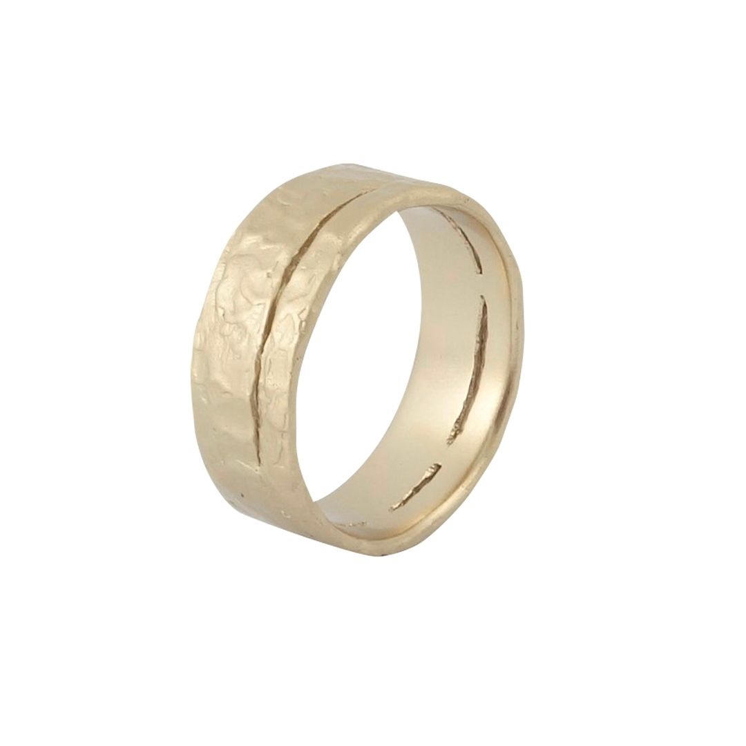 Misty Forest Wilderness Mens Ring - 14K Gold