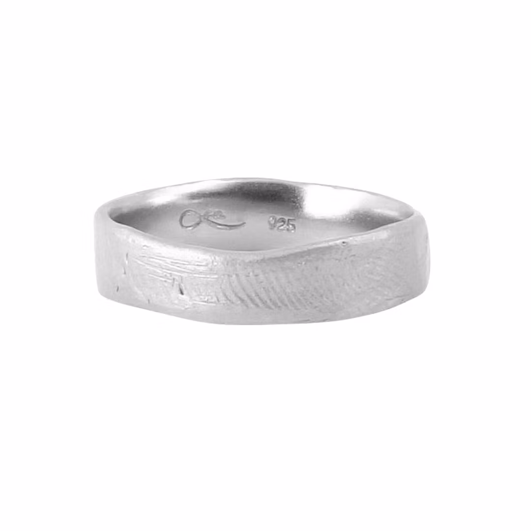 Misty Forest "Fingerprint" Mens Ring - Silver