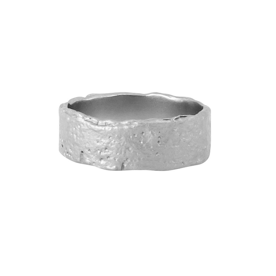 Misty Forest "Raw" Mens Ring - 18K Vitguld med Rhodium