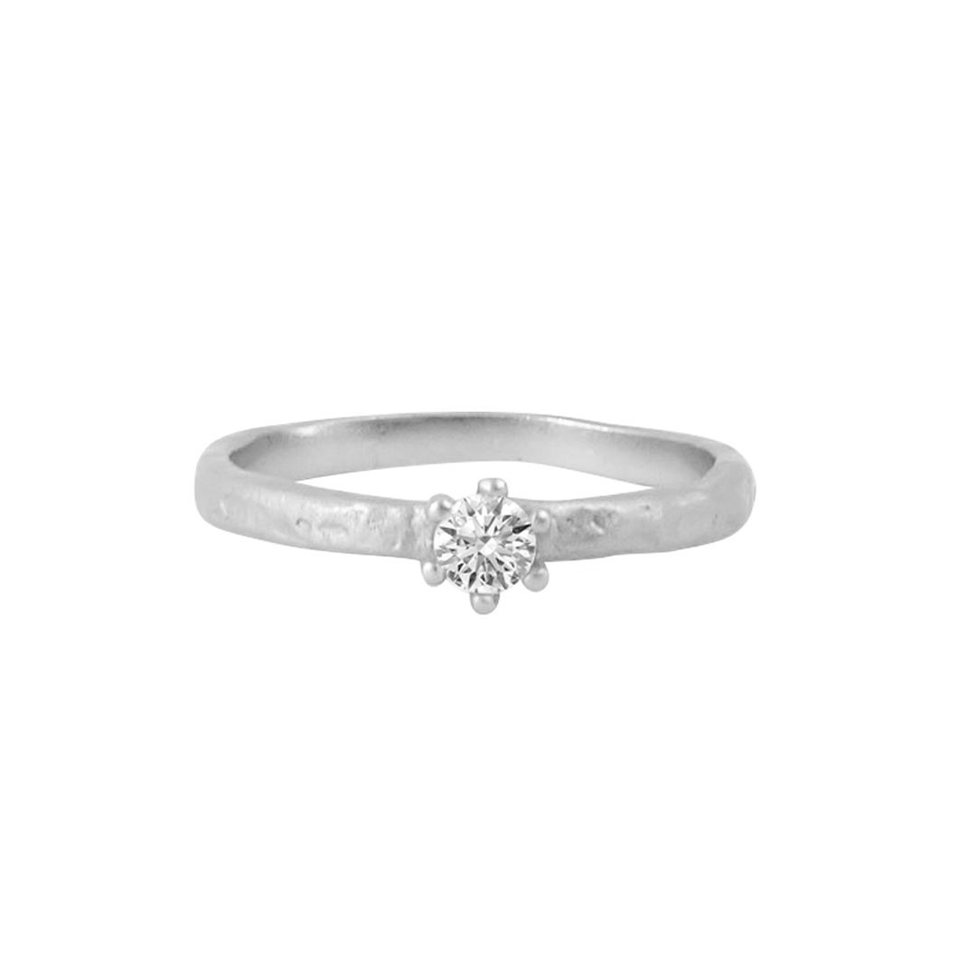 Misty Forest Raindrop Ring - 18K White Gold with Rhodium