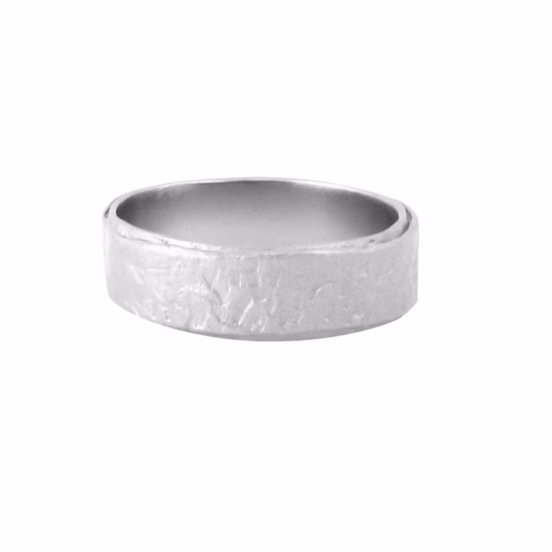 Misty Forest Urbane Mens Ring - 18K White Gold with Rhodium