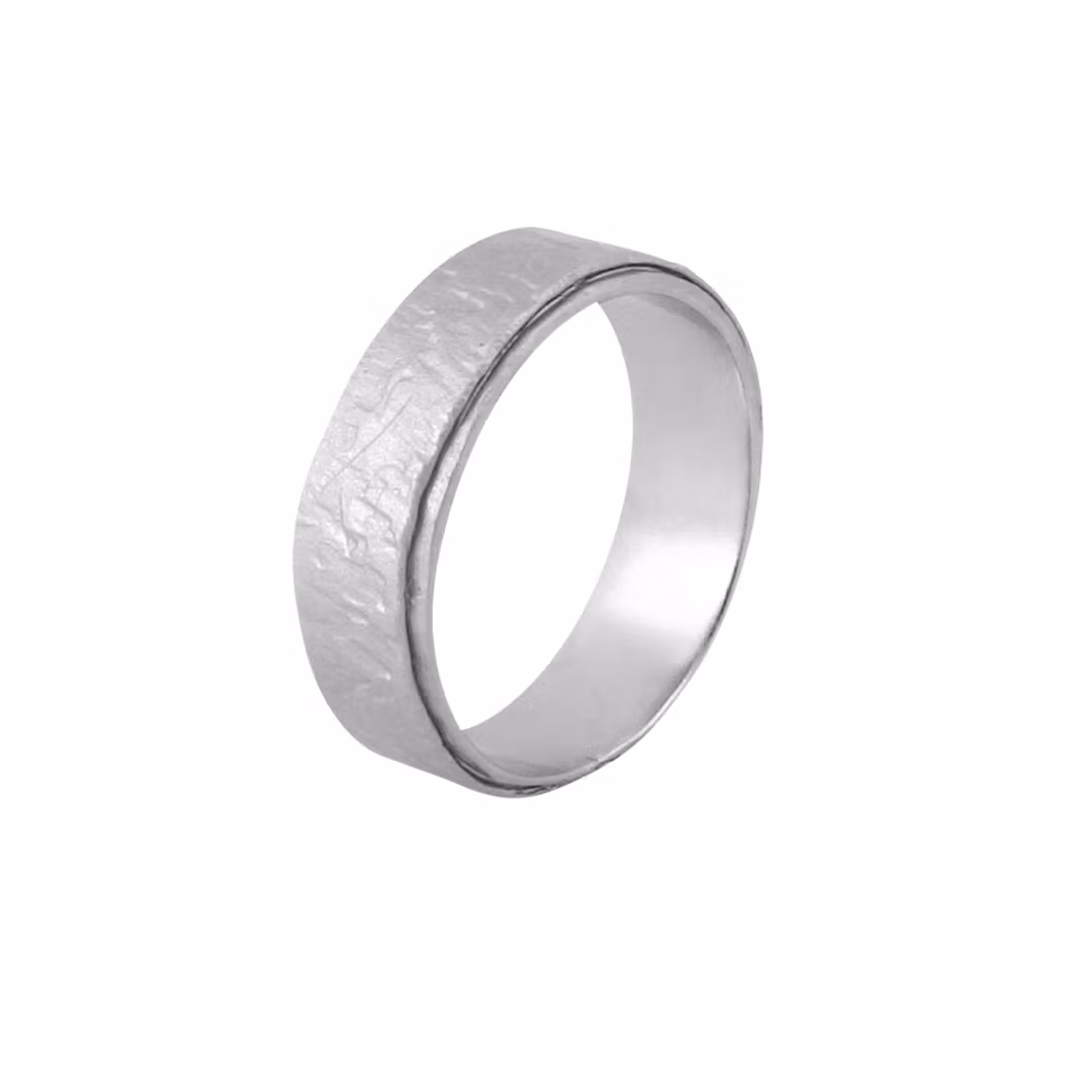 Misty Forest Urbane Mens Ring - 18K White Gold with Rhodium