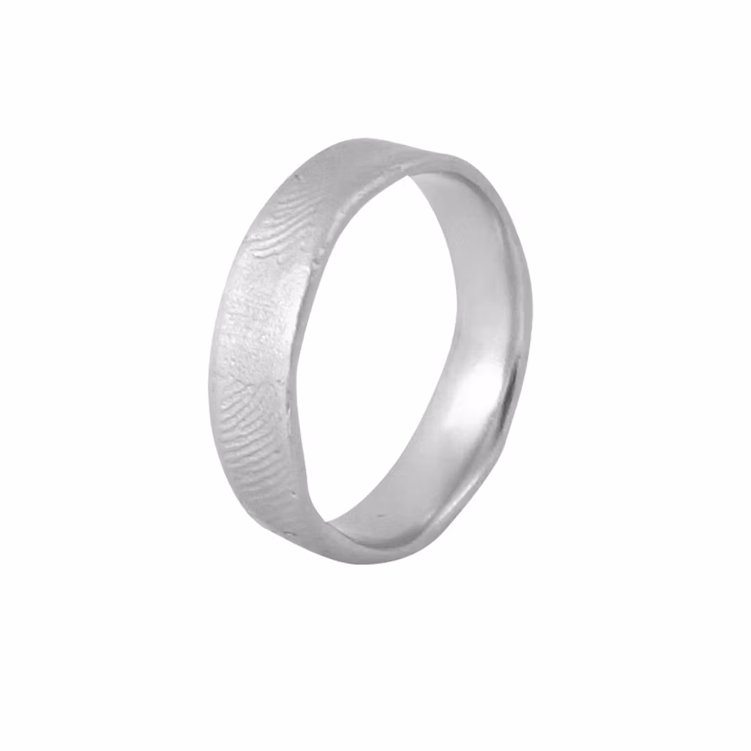 Misty Forest "Fingerprint" Mens Ring - 18K Vitguld med Rhodium