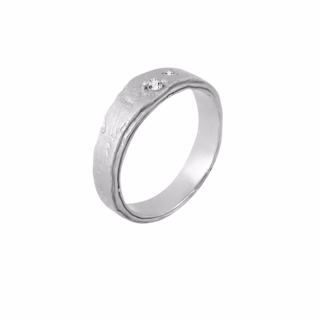 Misty Forest Summer Rain Ring - 18K White Gold with Rhodium