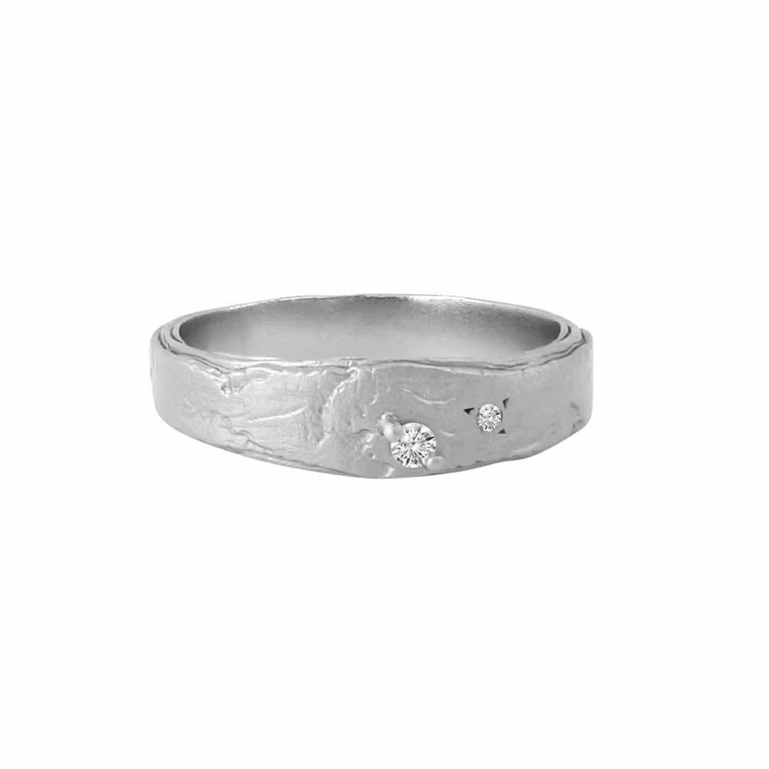 Misty Forest Summer Rain Ring - 18K White Gold with Rhodium