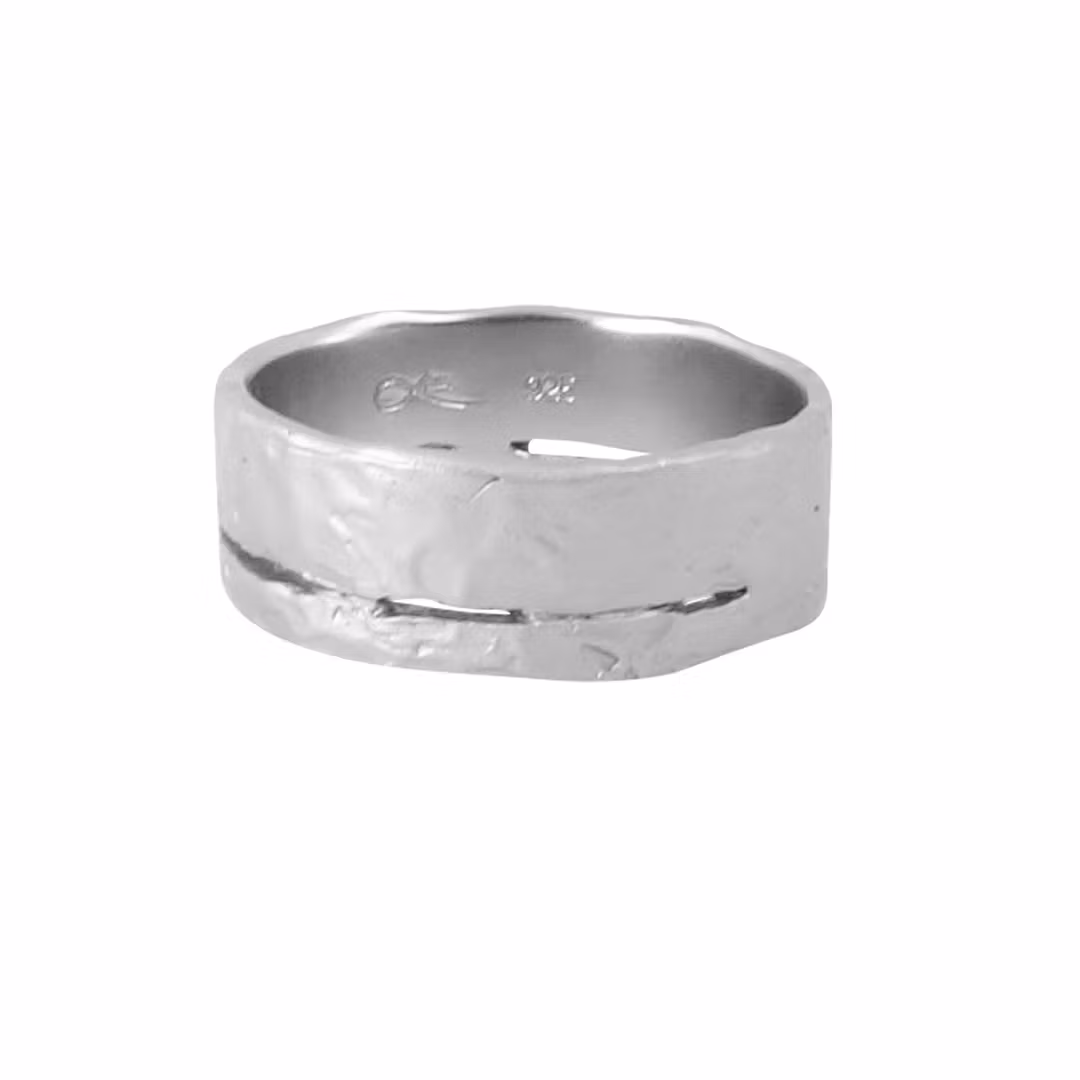 Misty Forest "Wilderness" Mens Ring - 18K Vitguld med Rhodium