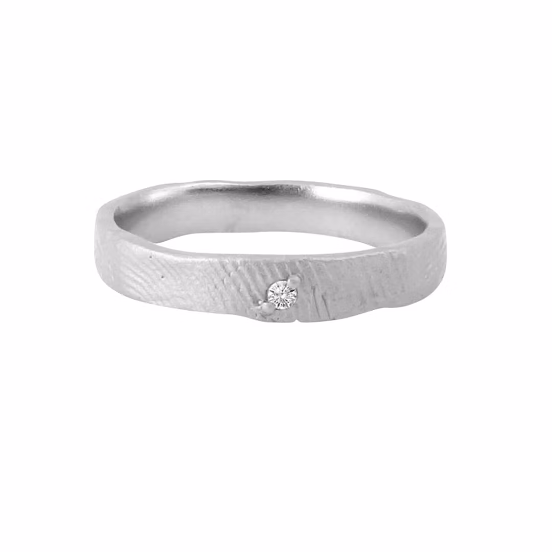 Misty Forest "Fingerprint" Ring - 18K Vitguld med Rhodium