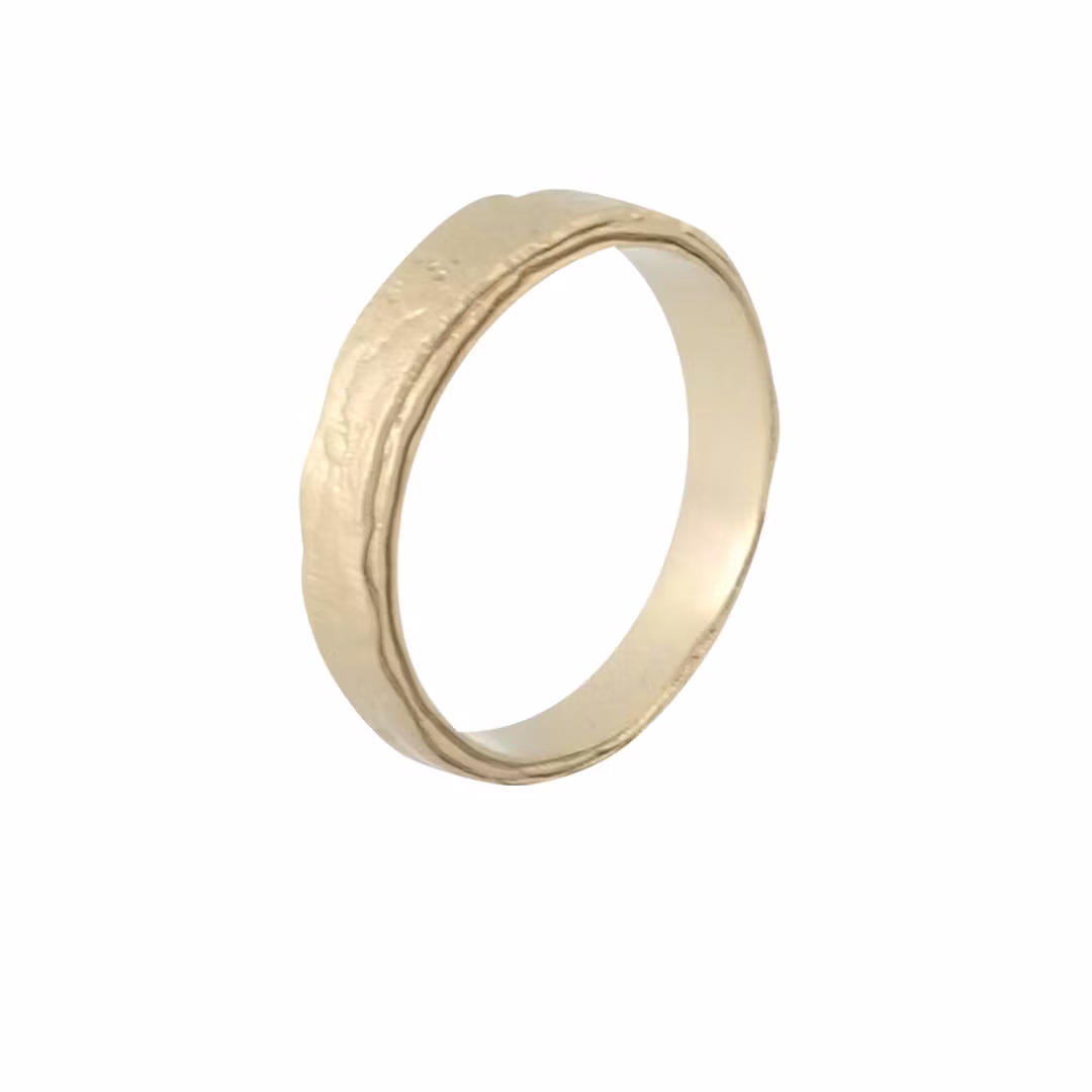 Misty Forest Natural Mens Ring - 18K Natural White Gold