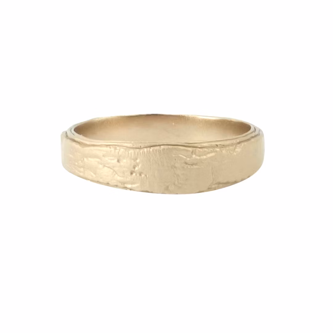 Misty Forest Natural Mens Ring - 18K Natural White Gold