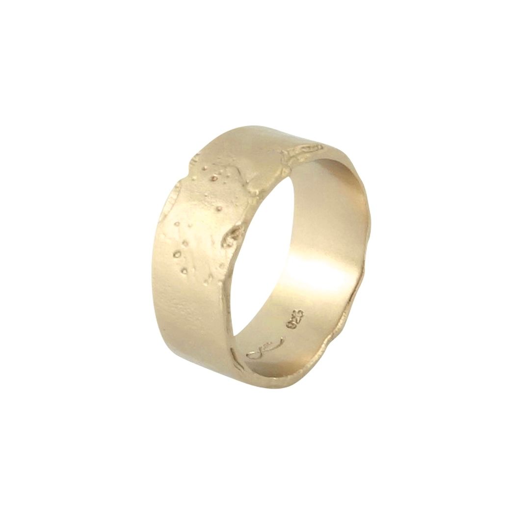 Misty Forest "Soil" Mens Ring - 18K Naturligt Vitguld