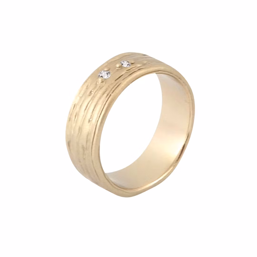 Misty Forest "Two Stars" Ring - 18K Naturligt Vitguld