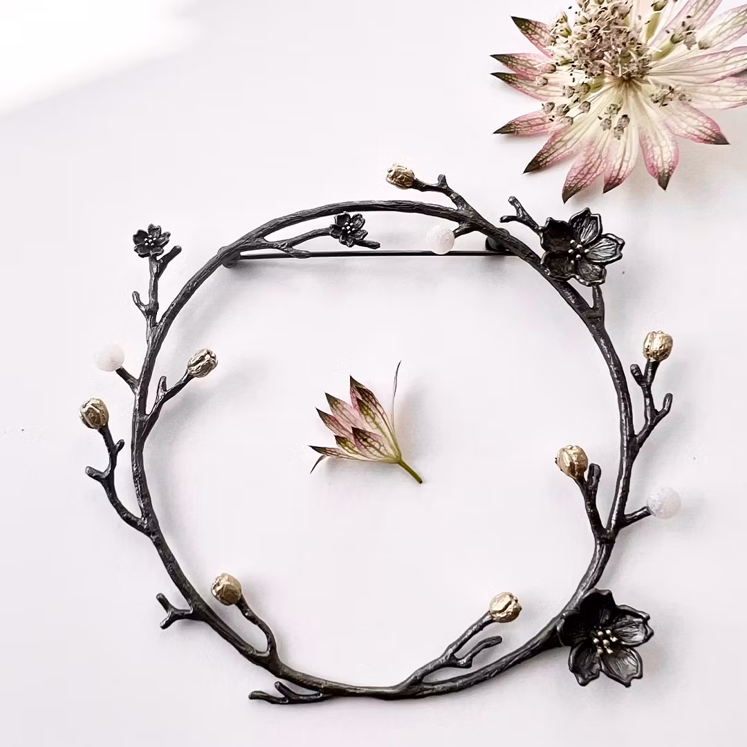 Brosch Hairpin Kanzan Sakura - Brons/Guld