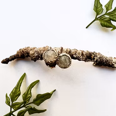 Earrings Silver Frost Fern - Bronze/Gold