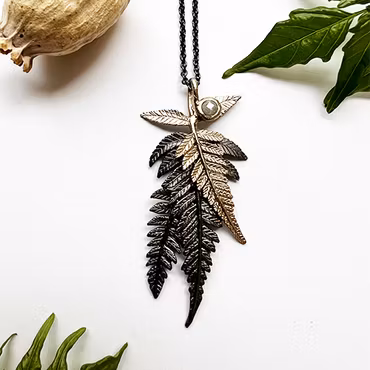 Necklace Woodisa Fern - Bronze/Gold