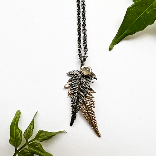 Necklace Japanese Lace Fern - Bronze/Gold