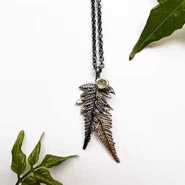 Necklace Japanese Lace Fern - Bronze/Gold