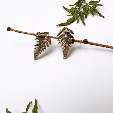 Earrings Lemon Button Fern - Bronze/Gold