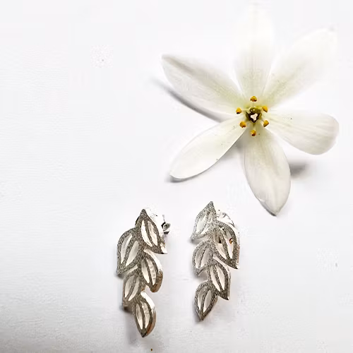Earrings Petite Leaves - Silver