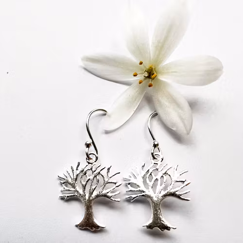 Örhängen Silvertree of Life Matt - Silver