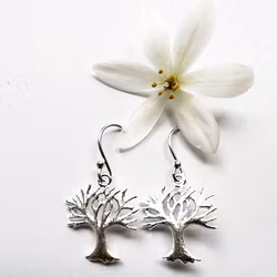 Örhängen Silvertree of Life Matt - Silver