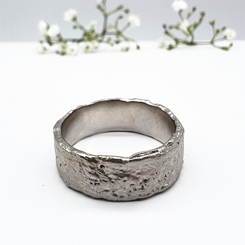 Misty Forest "Raw" Mens Ring - 18K Vitguld med Rhodium