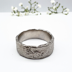 Misty Forest "Raw" Mens Ring - 18K Vitguld med Rhodium
