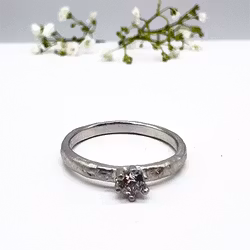 Misty Forest Raindrop Ring - 18K White Gold with Rhodium