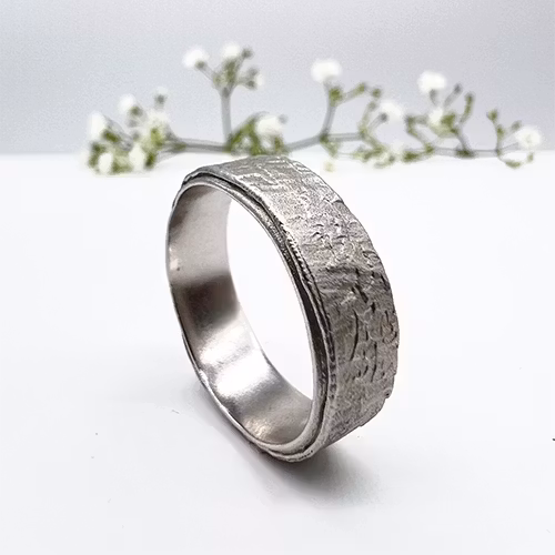 Misty Forest Urbane Mens Ring - 18K White Gold with Rhodium