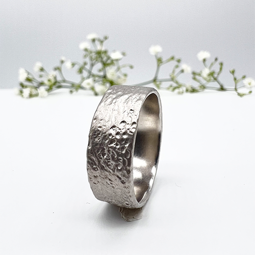 Misty Forest "Cotton" Mens Ring - 18K Vitguld med Rhodium