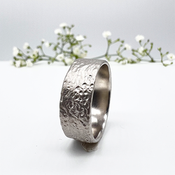 Misty Forest Cotton Mens Ring - 18K White Gold with Rhodium