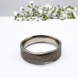 Misty Forest "Fingerprint" Mens Ring - 18K Vitguld med Rhodium