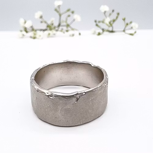 Misty Forest "Soil" Mens Ring - 18K Vitguld med Rhodium
