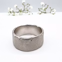 Misty Forest Soil Mens Ring - 18K White Gold with Rhodium