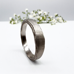 Misty Forest "Rustic" Mens Ring - 18K Vitguld med Rhodium