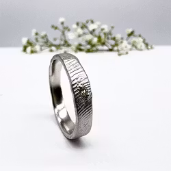 Misty Forest Fingerprint Ring - 18K White Gold with Rhodium