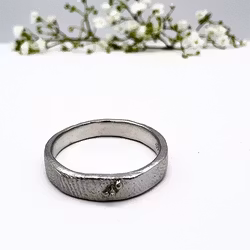 Misty Forest Fingerprint Ring - 18K White Gold with Rhodium