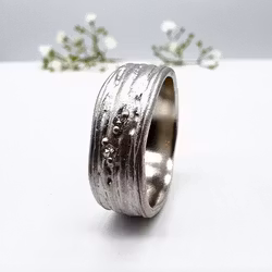Misty Forest Two Stars Ring - 18K White Gold with Rhodium