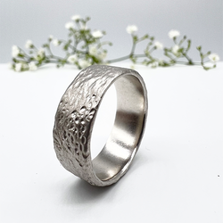 Misty Forest Cotton Mens Ring- Silver