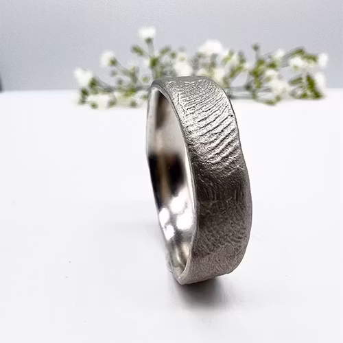 Misty Forest "Fingerprint" Mens Ring - Silver