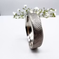 Misty Forest "Fingerprint" Mens Ring - Silver