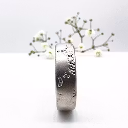 Misty Forest Mens World Ring - 18K Natural White Gold