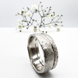 Misty Forest "Wilderness" Mens Ring - 18K Vitguld med Rhodium