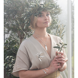 Brosch Hairpin Kreta Olive - Silver