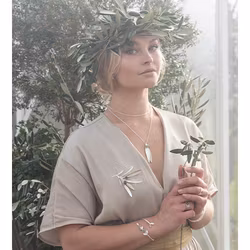 Brosch Hairpin Kreta Olive - Silver