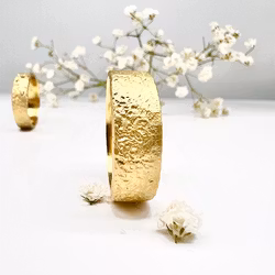 Misty Forest "Cotton" Mens Ring - 18K Gulguld