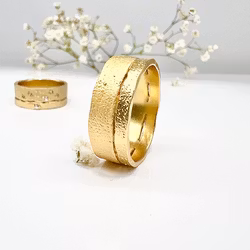 Misty Forest "Earth" Mens Ring - 18K Gulguld