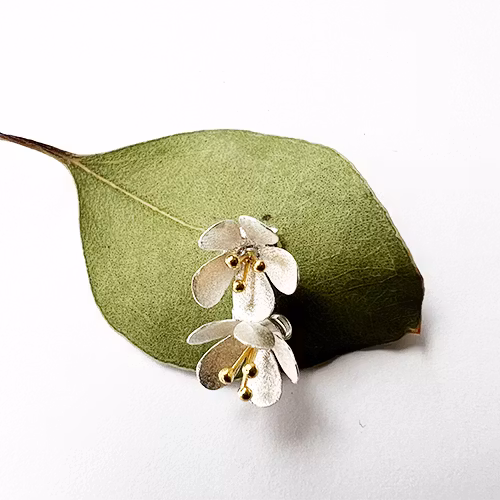 Earrings White Jasmine - Silver/Gold
