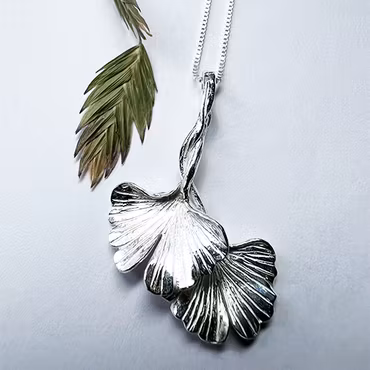 Halsband Ginkgo Twinleaf - Silver